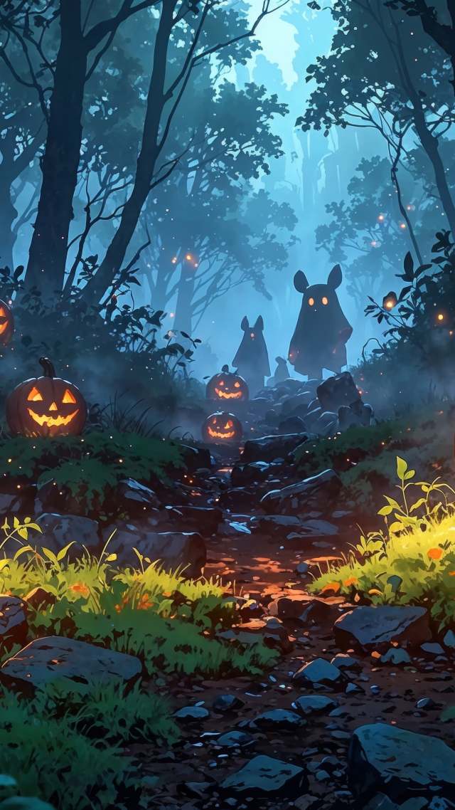 halloween pumpkin wallpaper, spooky decorations, autumn harvest, background for mobile wallpaper (vertical)