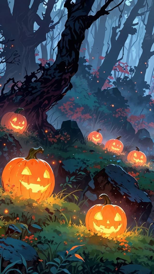 halloween pumpkin wallpaper, spooky decor, pumpkin carving, background for mobile wallpaper (vertical)
