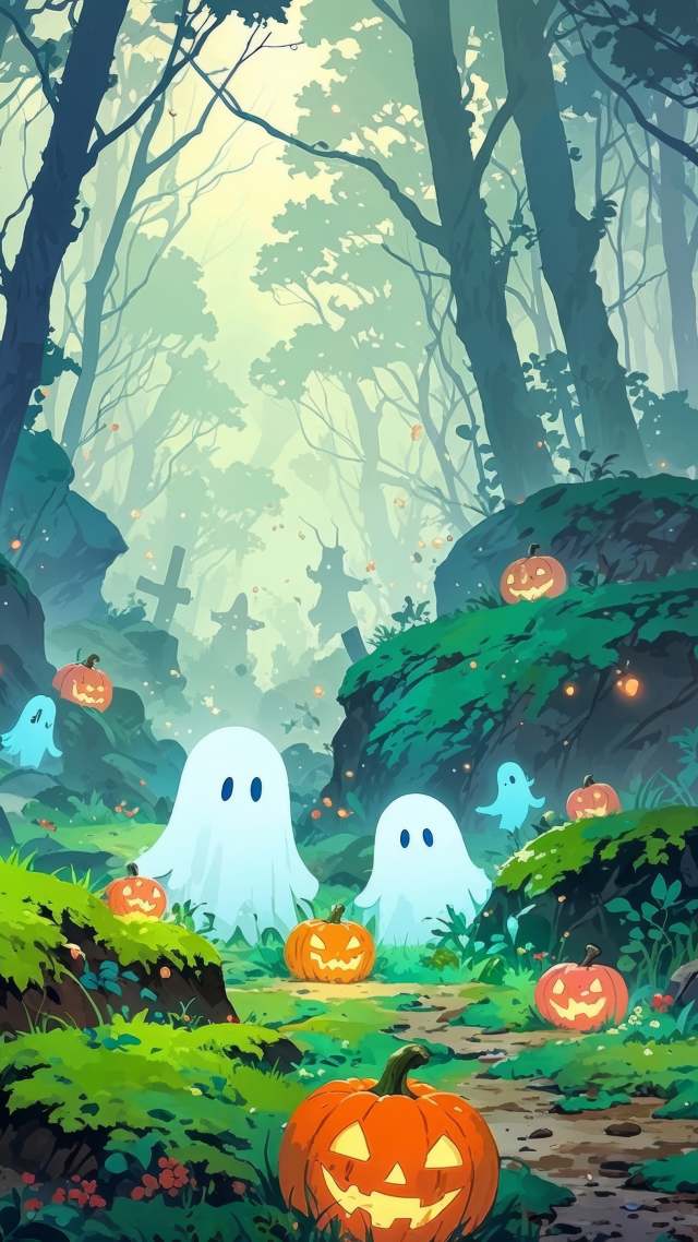 halloween pumpkin wallpaper, spooky decor, haunted house, background for mobile wallpaper (vertical)