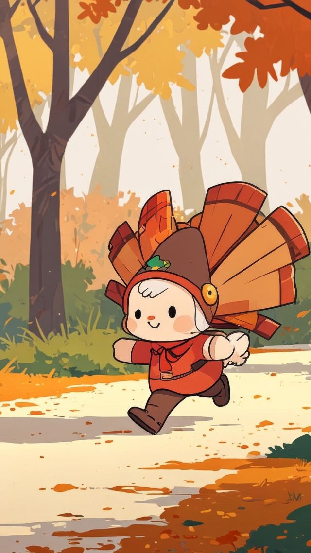 turkey trot wallpaper, turkey race, autumn run, background for mobile wallpaper (vertical)