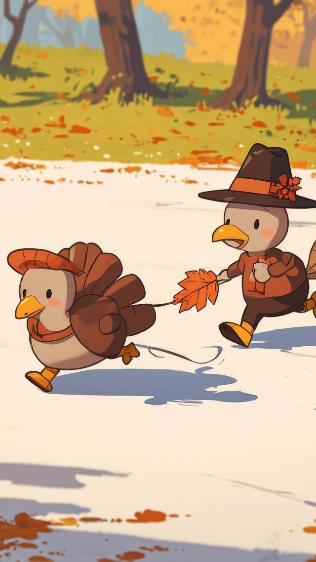 turkey trot wallpaper, turkey race, autumn run, background for mobile wallpaper (vertical)