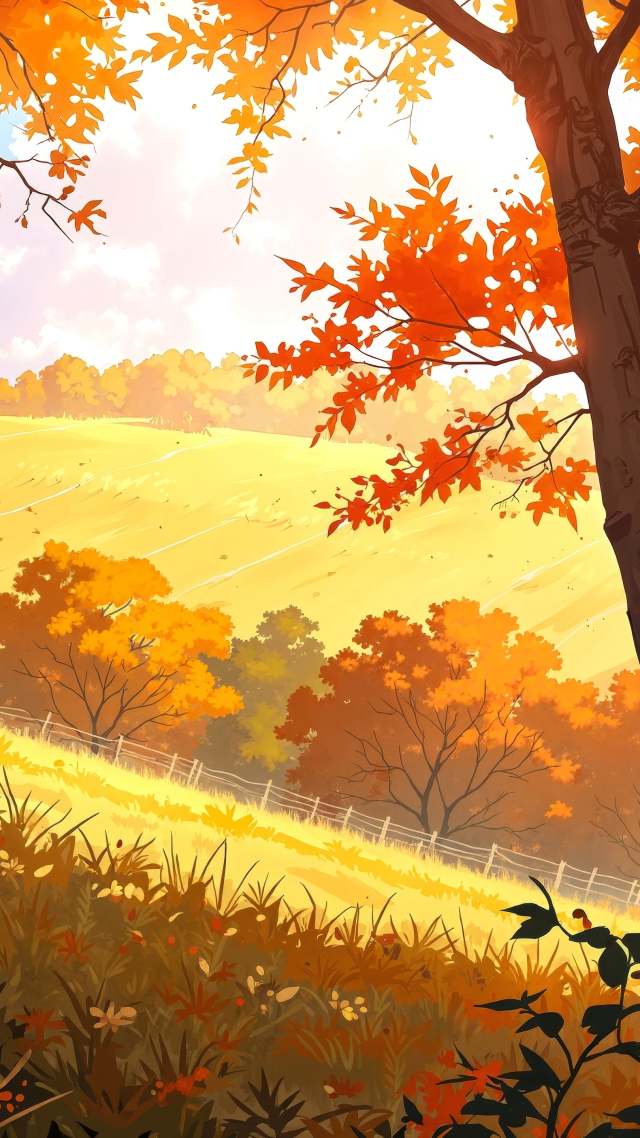 autumn landscapes wallpaper, autumn foliage, rural landscapes, background for mobile wallpaper (vertical)
