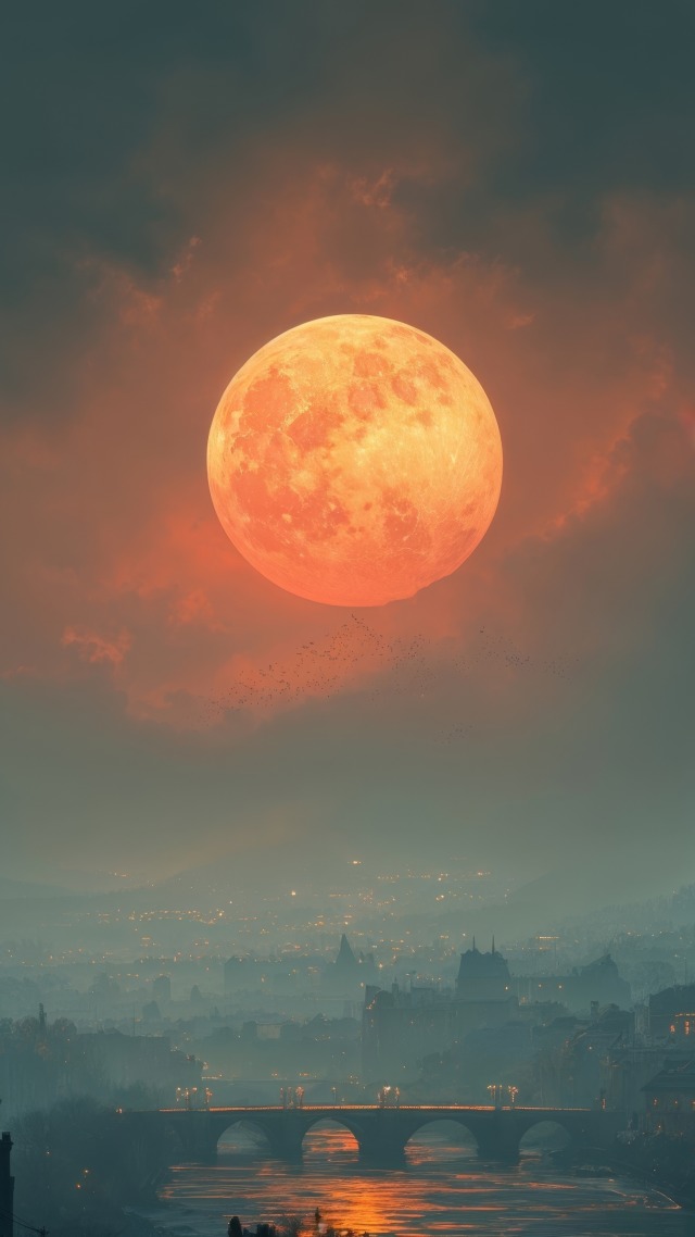 halloween night wallpaper, gothic style, atmospheric lighting, background for mobile wallpaper (vertical)