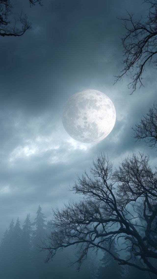 gothic wallpaper, mystical night, supernatural, background for mobile wallpaper (vertical)
