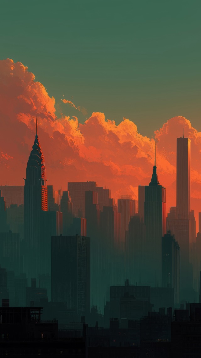 skyscraper wallpaper, nyc, city lights, background for mobile wallpaper (vertical)