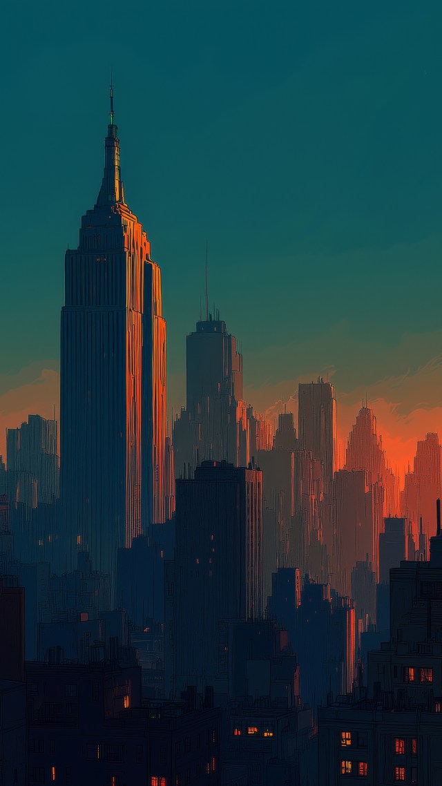 skyscraper wallpaper, nyc, city lights, background for mobile wallpaper (vertical)