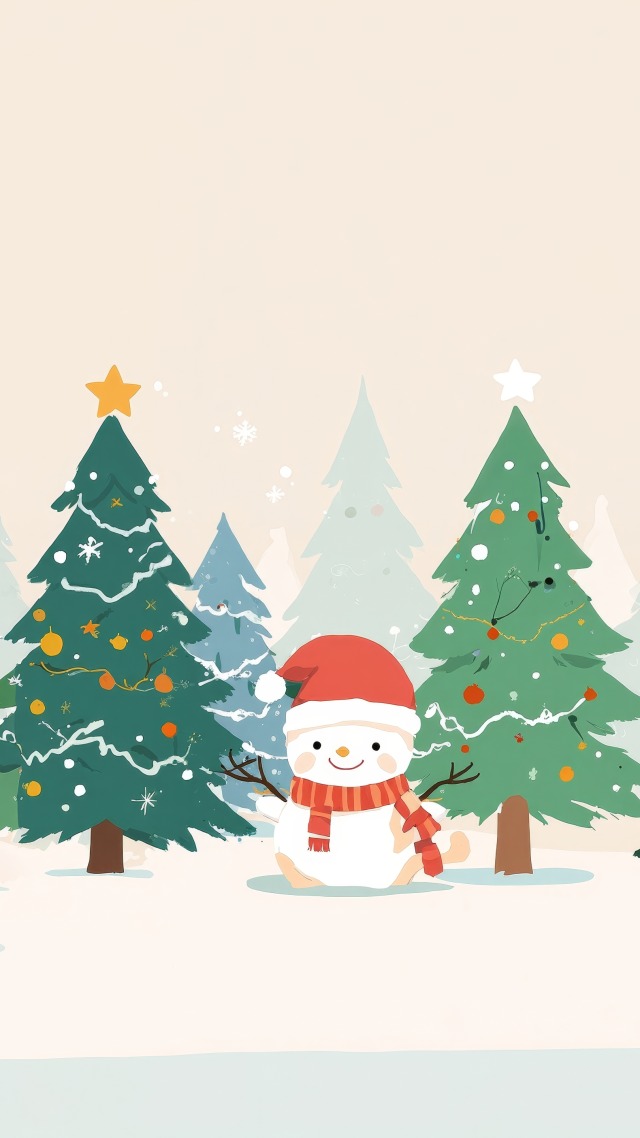 december festivities wallpaper, pine tree forest, festive lights, background for mobile wallpaper (vertical)