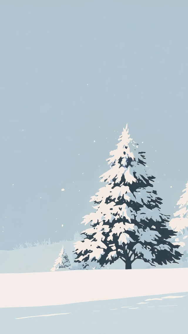 pine forest wallpaper, pine trees, snowfall, background for mobile wallpaper (vertical)