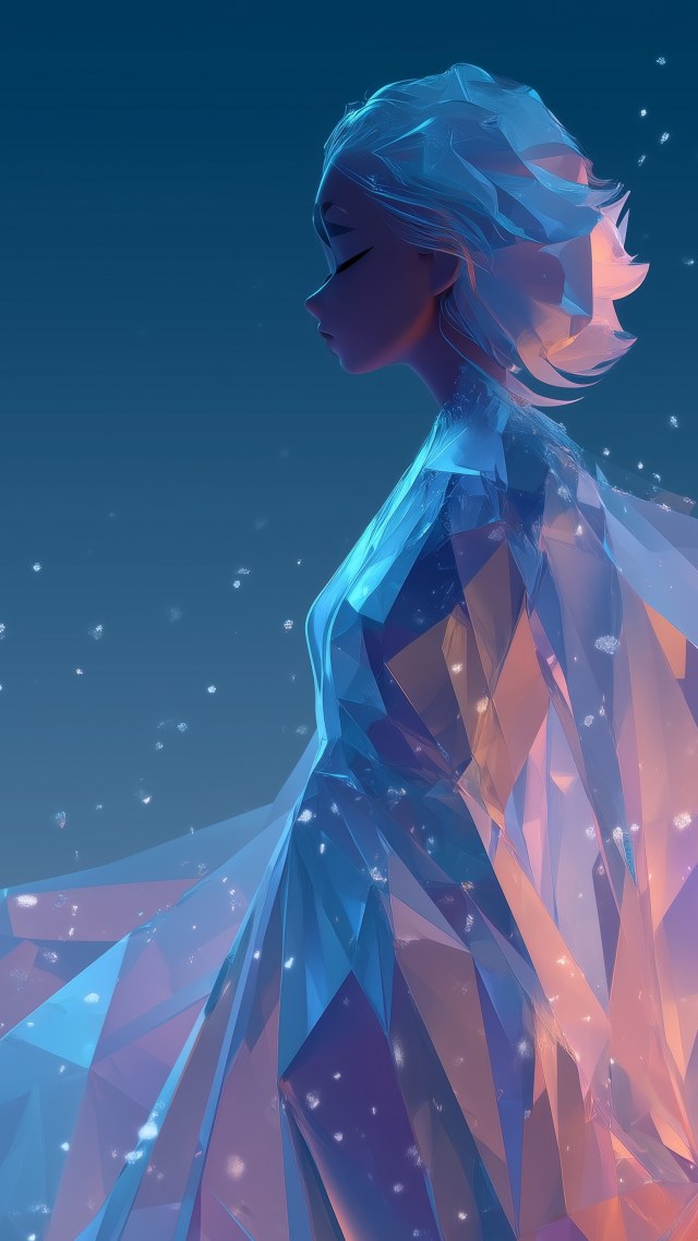 snow princess wallpaper, crystal aesthetics, frost aesthetics, background for mobile wallpaper (vertical)