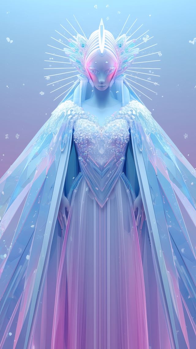 magical realm wallpaper, frozen art, snow princess, background for mobile wallpaper (vertical)