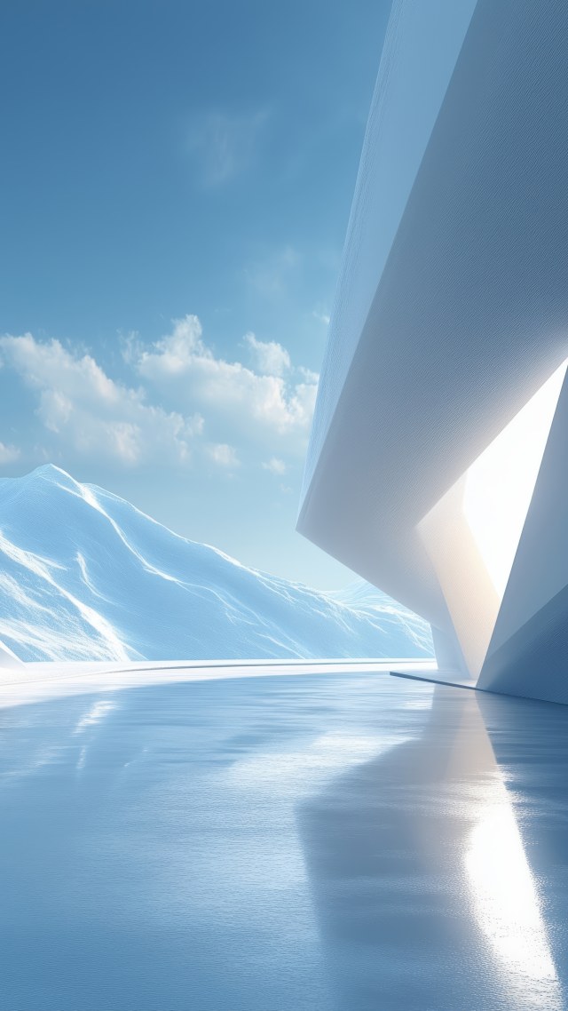 winter geometry wallpaper, minimalistic design, abstract winter art, background for mobile wallpaper (vertical)