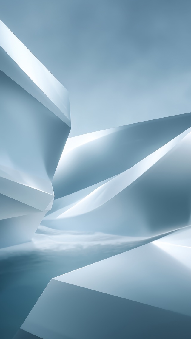 icy geometry wallpaper, minimal ice, blue hues, background for mobile wallpaper (vertical)