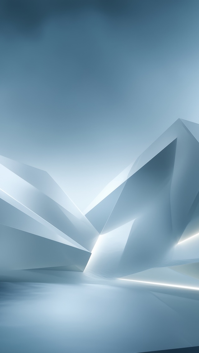 icy geometry wallpaper, minimal ice, blue hues, background for mobile wallpaper (vertical)