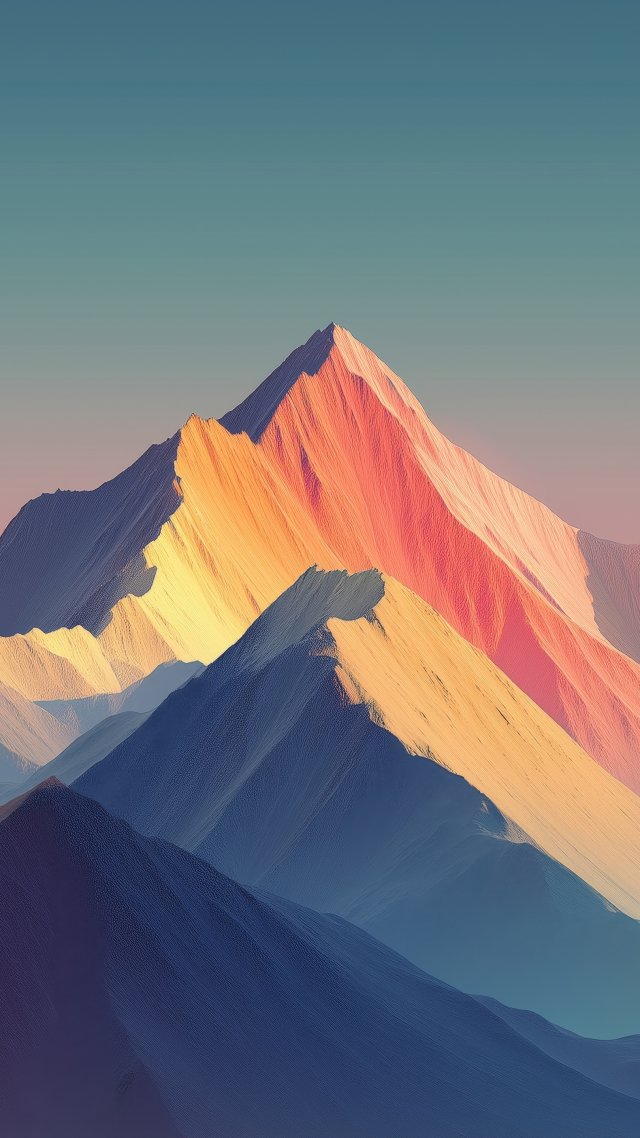 alpine abstract wallpaper, cold climate, minimal landscape, background for mobile wallpaper (vertical)