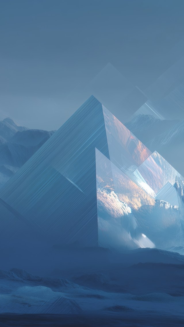serene gradient wallpaper, tranquil winter, gradient light design, background for mobile wallpaper (vertical)