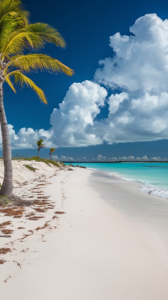 Turks and Caicos Islands wallpaper, azure water, sun-soaked sands, background for mobile wallpaper (vertical)