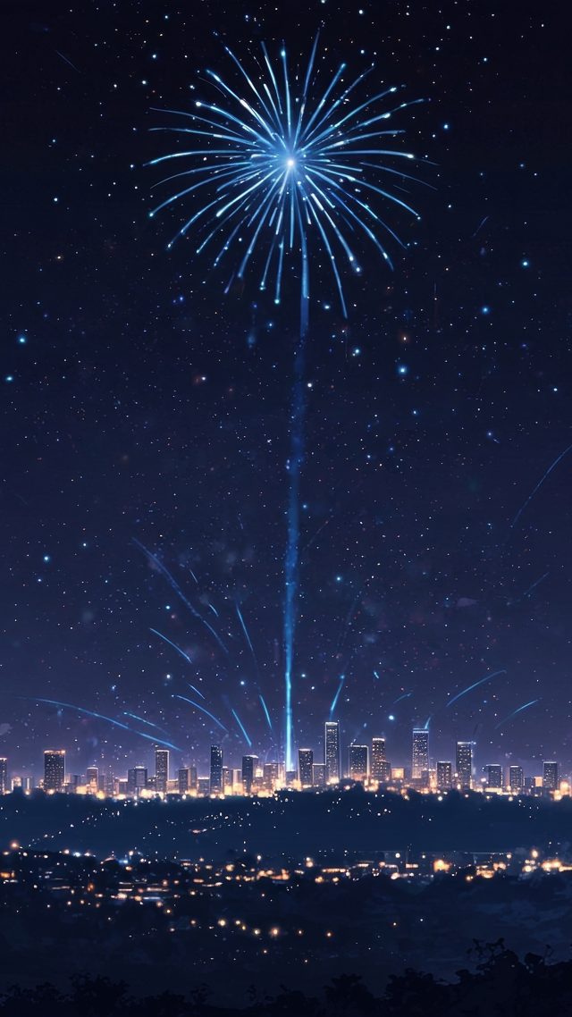 fireworks display wallpaper, countdown to midnight, festive celebration, background for mobile wallpaper (vertical)