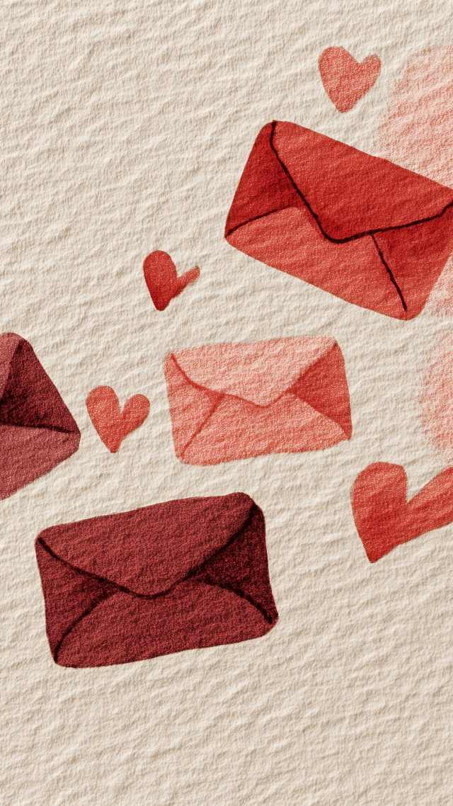 heartfelt gifts wallpaper, heart decorations, ruby red, background for mobile wallpaper (vertical)