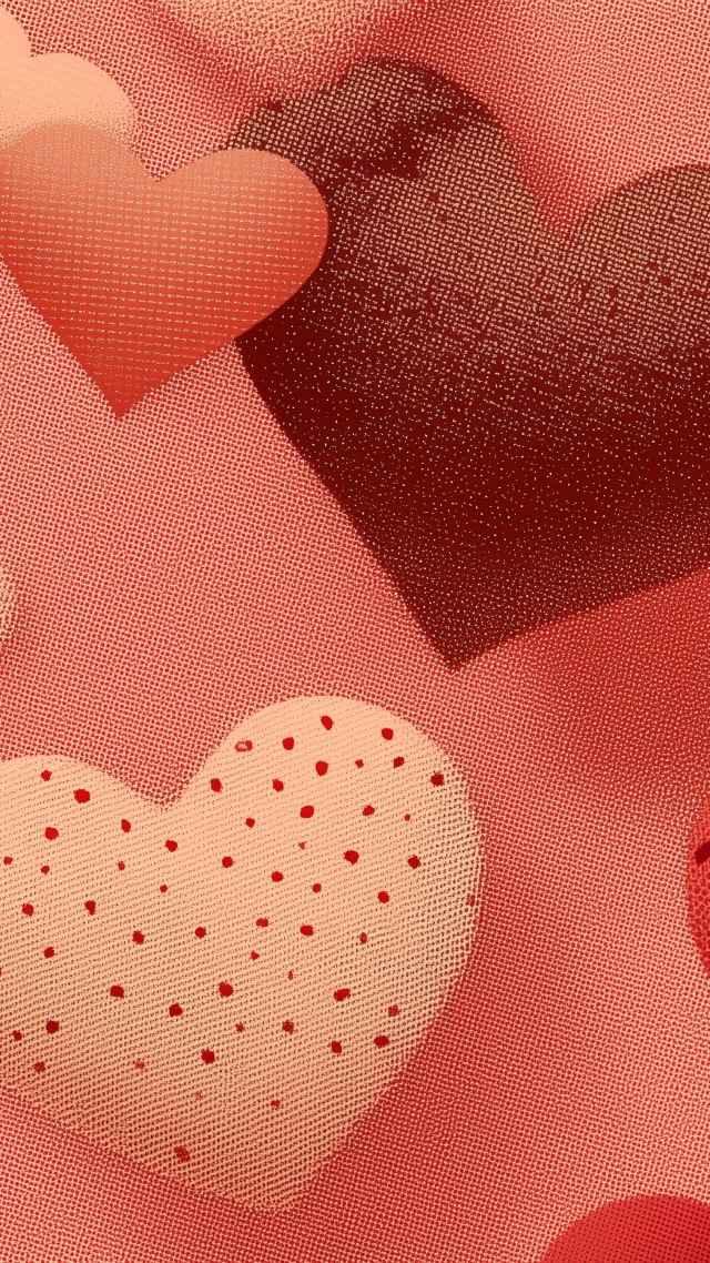 holiday romance wallpaper, intimate moments, heart decorations, background for mobile wallpaper (vertical)