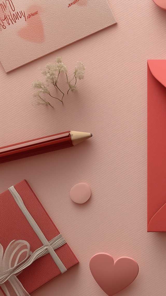 valentines craft wallpaper, festive art, heartfelt message, background for mobile wallpaper (vertical)