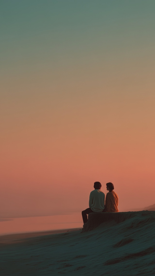 seaside serenity wallpaper, coastal escape, ocean sunset, background for mobile wallpaper (vertical)