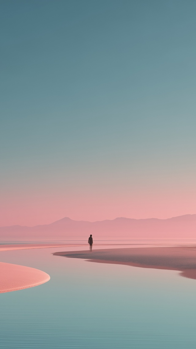 reflective water wallpaper, yearning, gentle tides, background for mobile wallpaper (vertical)