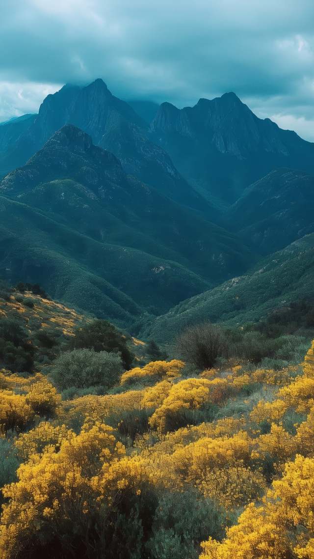 peaceful landscape wallpaper, mountain peak, outdoors, background for mobile wallpaper (vertical)