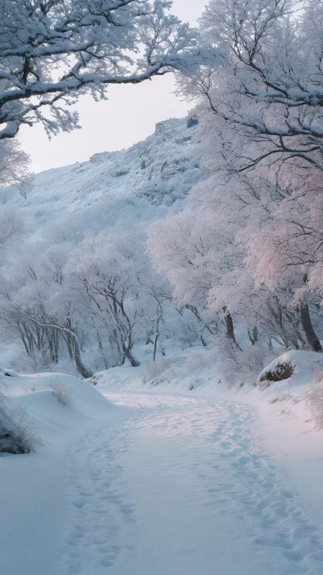 foggy trees wallpaper, surreal, soft light, background for mobile wallpaper (vertical)