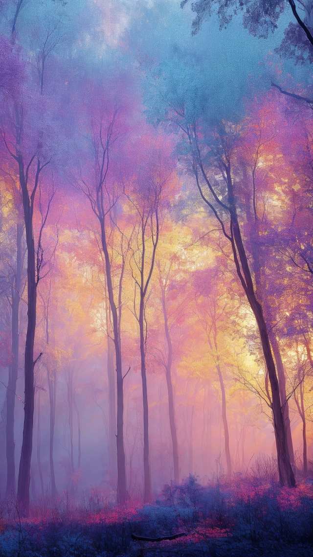 magical woods wallpaper, surreal imagery, enchanted garden, background for mobile wallpaper (vertical)