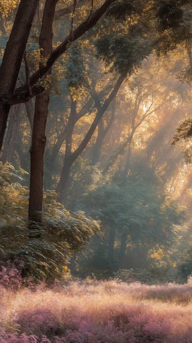 fantasy vibe wallpaper, mystical imagery, fairy forest, background for mobile wallpaper (vertical)