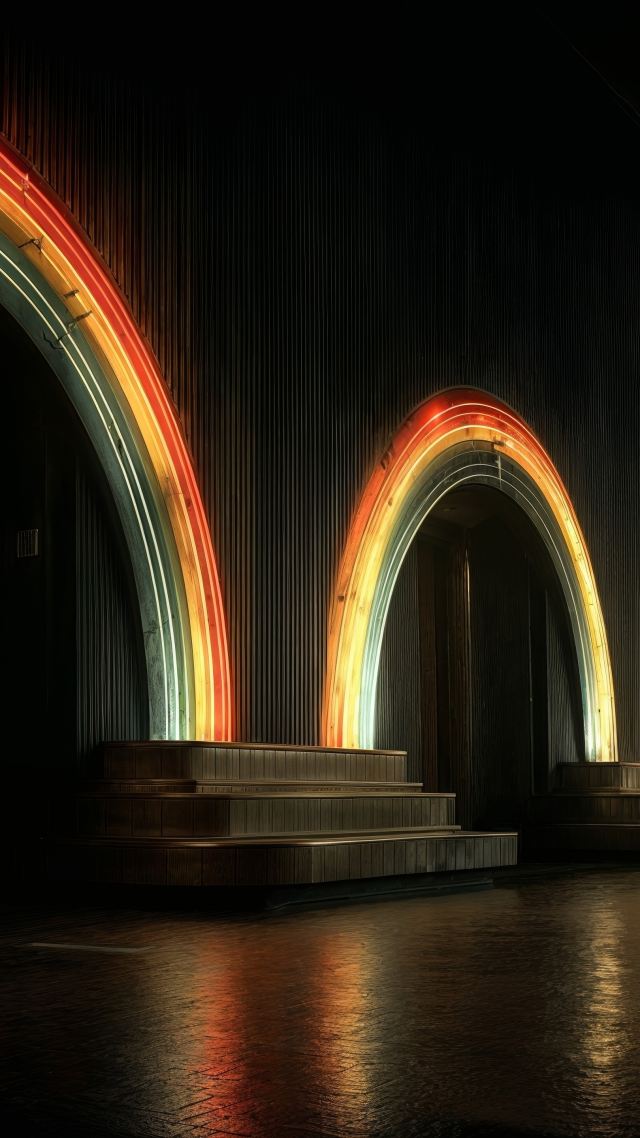 urban wallpaper, night scene, atmospheric lighting, background for mobile wallpaper (vertical)