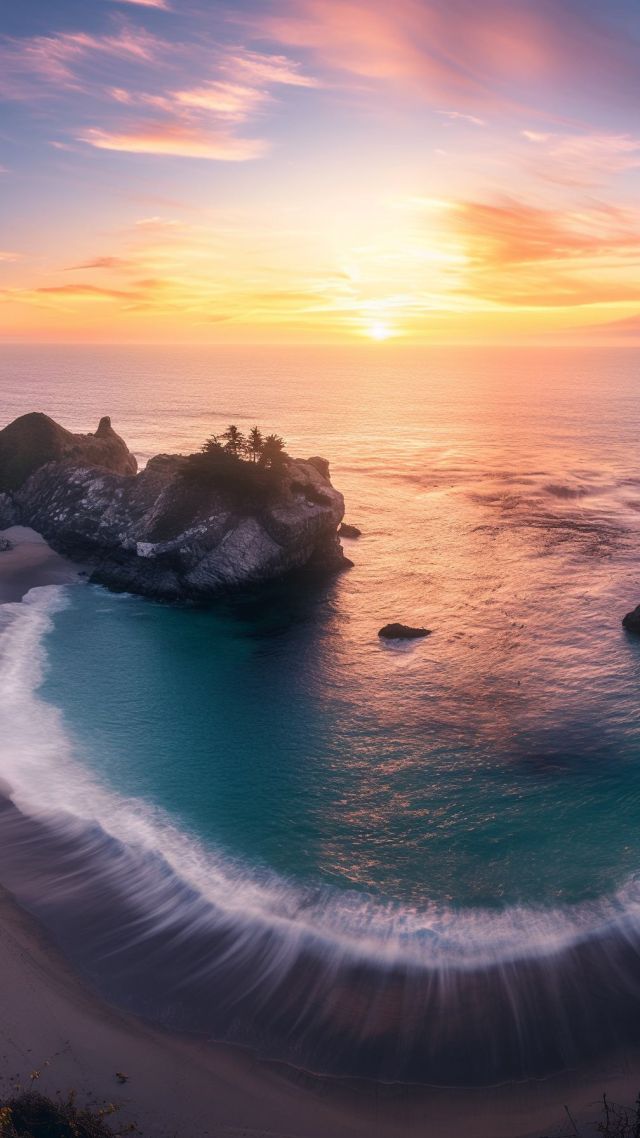 Pacific Ocean wallpaper, beach wallpaper, Big Sur, background for mobile wallpaper (vertical)