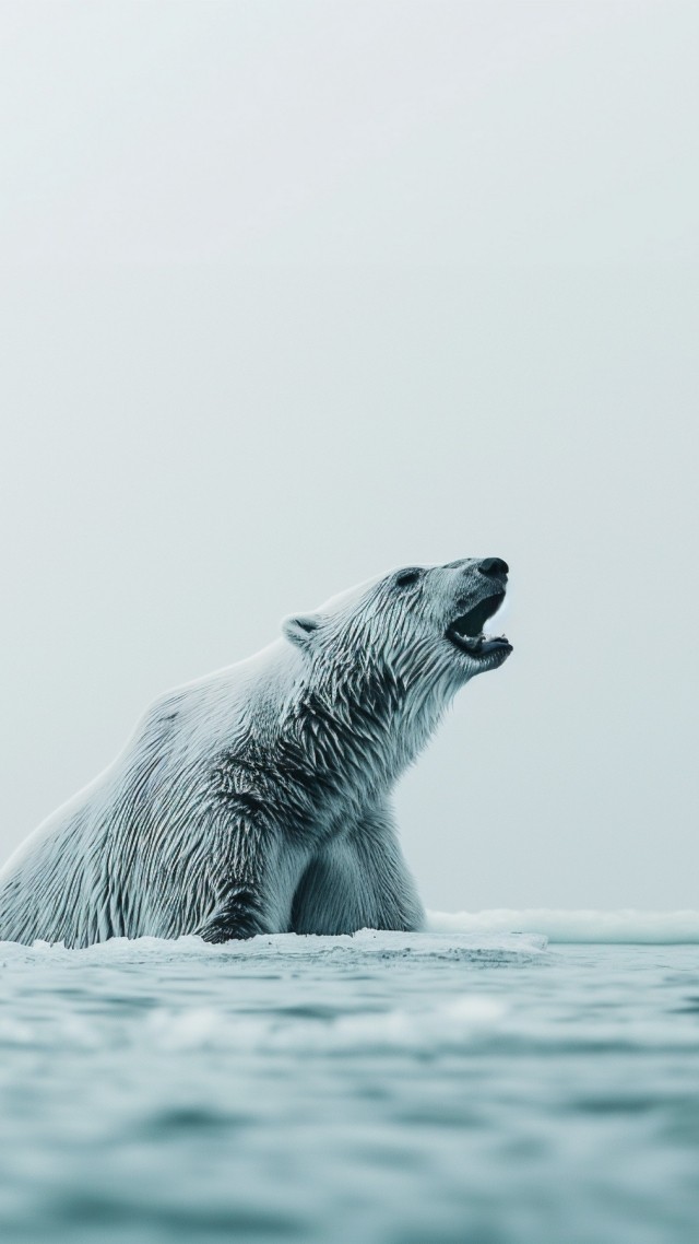 polar bear wallpaper, icy waters, ice, background for mobile wallpaper (vertical)