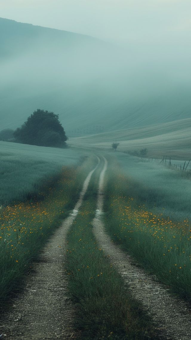 Tuscany wallpaper, scenic road, clear sky, background for mobile wallpaper (vertical)