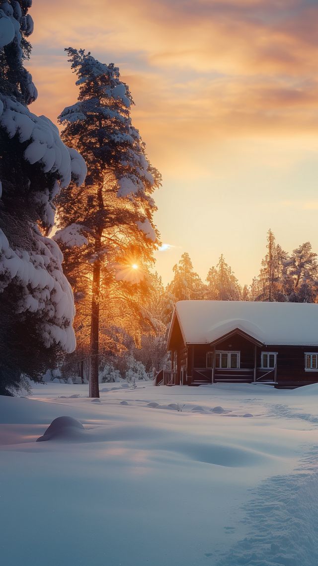 Pines wallpaper, HD wallpaper, winter landscape, background for mobile wallpaper (vertical)