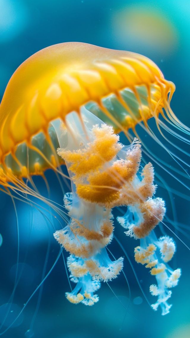 japanese sea-nettle wallpaper, aquatic life, marine, background for mobile wallpaper (vertical)