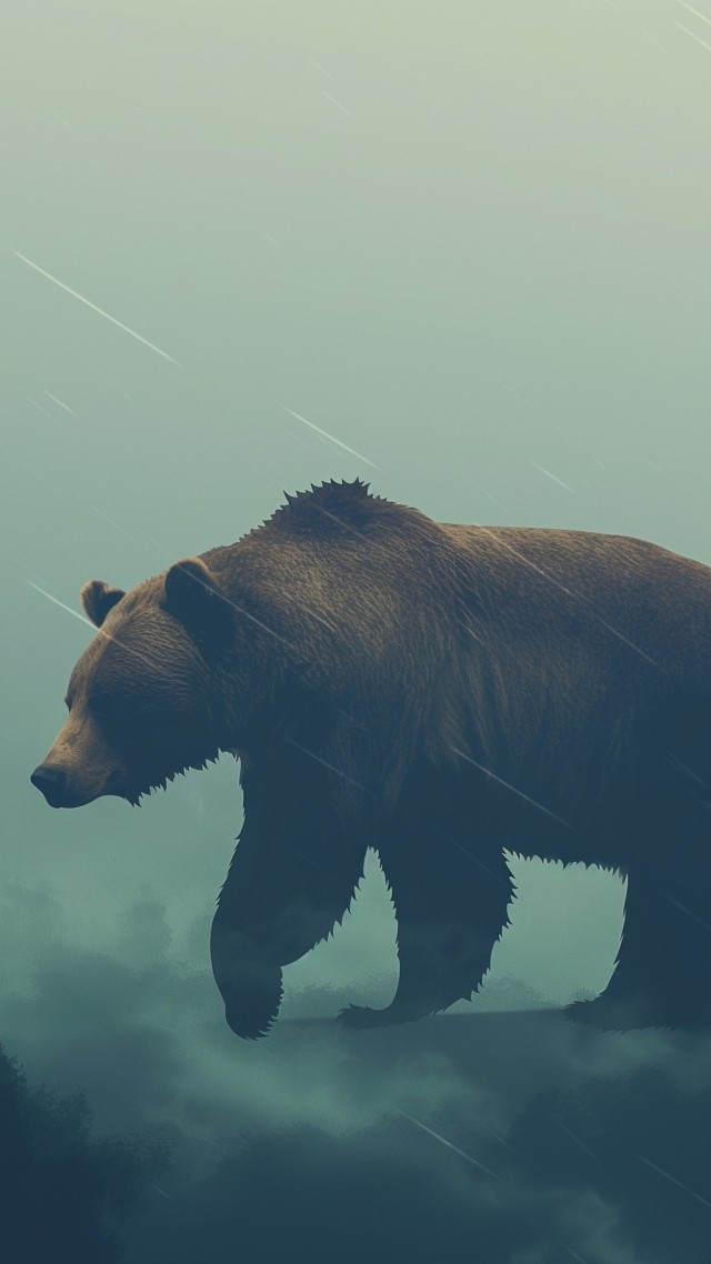 brown bear wallpaper, step, walk, background for mobile wallpaper (vertical)