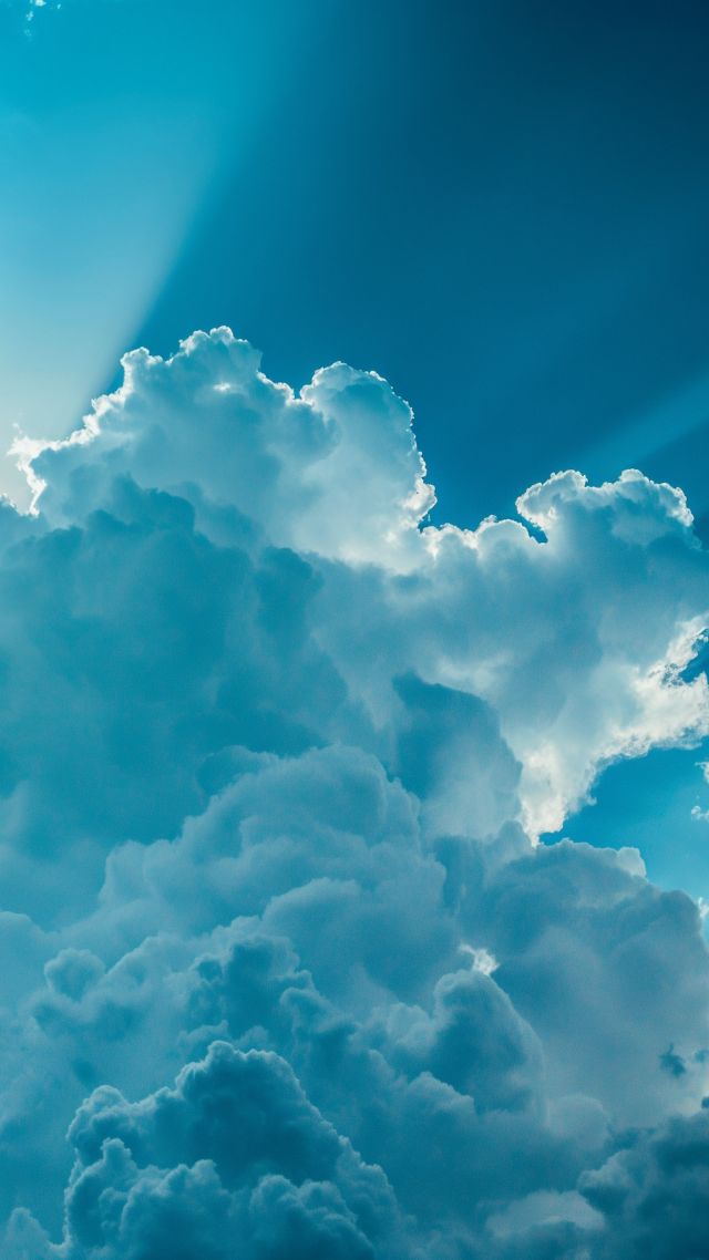 clouds wallpaper, silver lining, scenic view, background for mobile wallpaper (vertical)